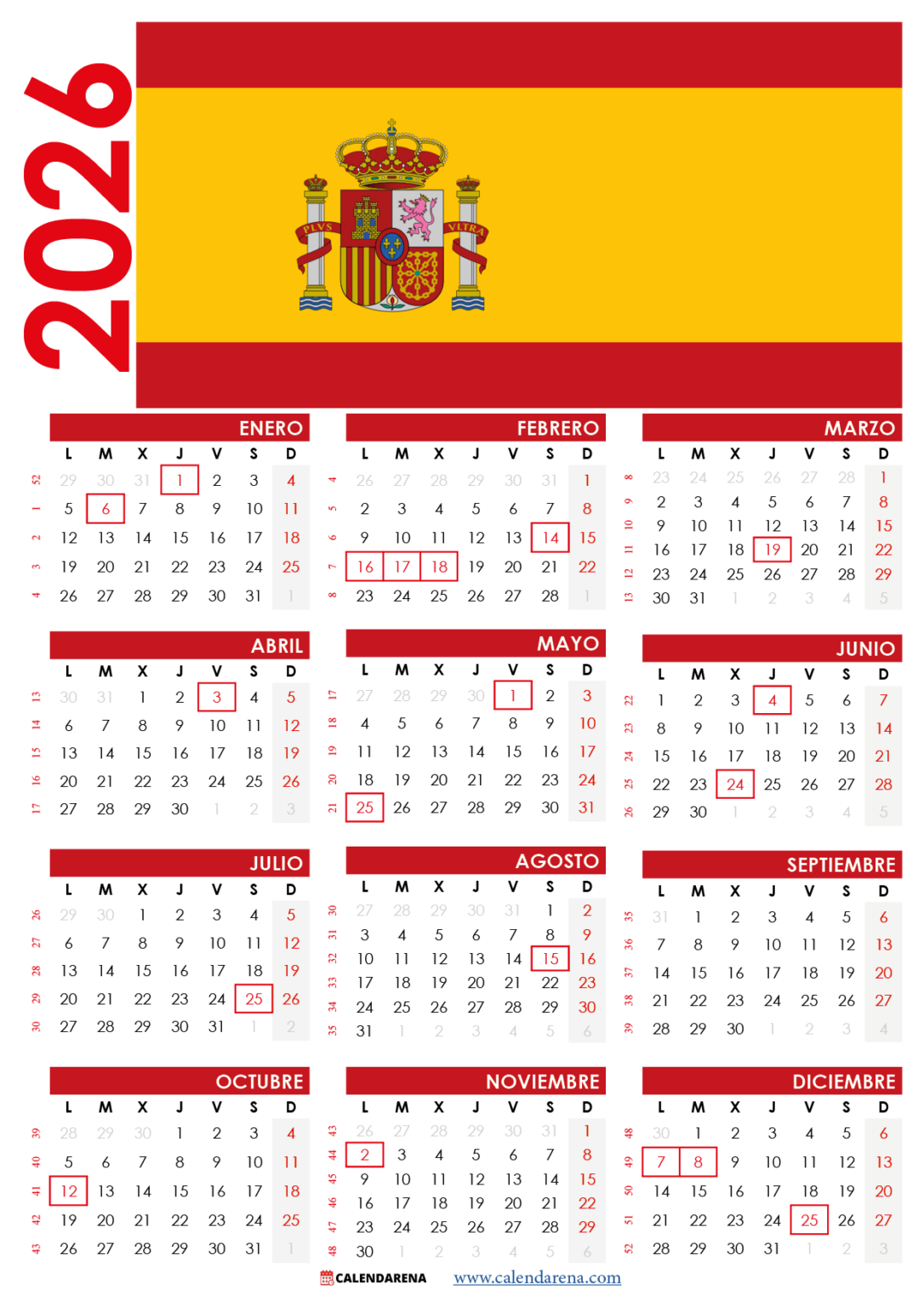 Calendario 2025 España Con Festivos PDF