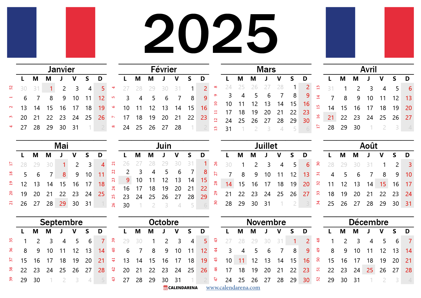 Calendrier 2025 Avec Jours Fériés