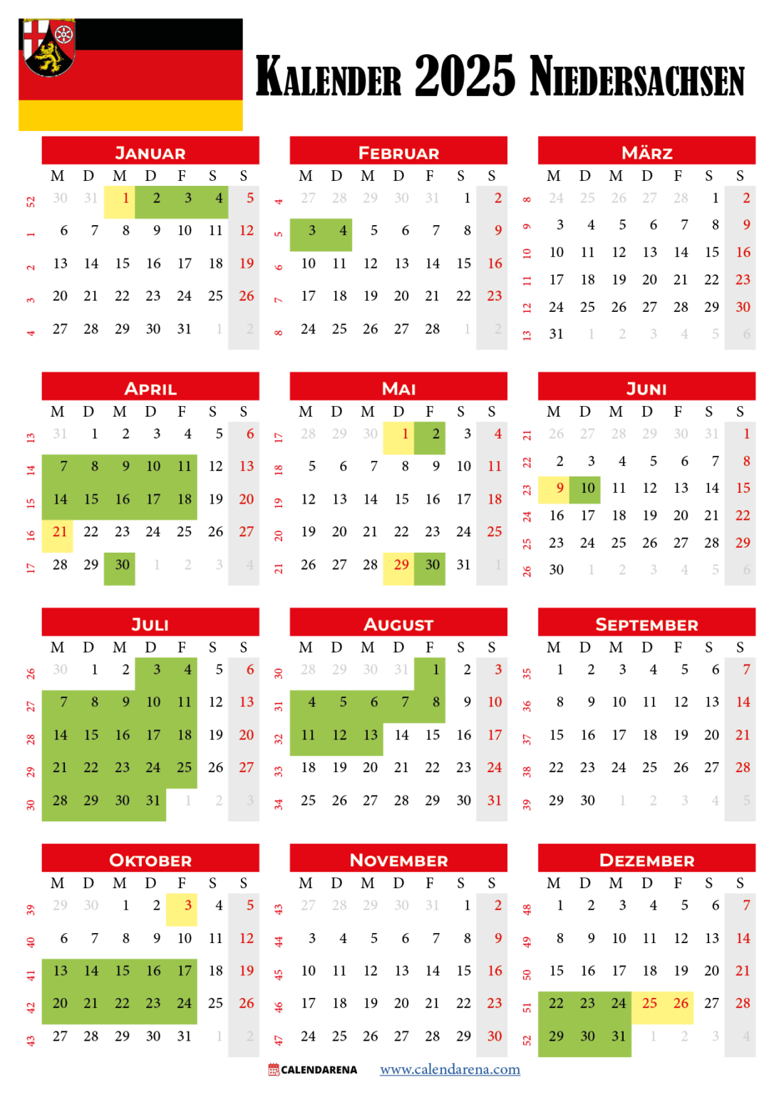  Kalender 2025 Und Ferien In Niedersachsen: Planen Sie Ihren Urlaub Im 