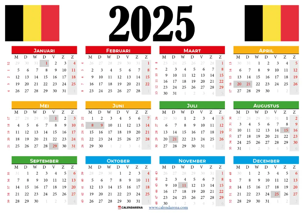 Kalender 2025 België Met Feestdagen