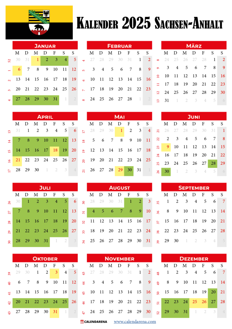 Kalender 2025 Sachsen-Anhalt: Planen Sie Ihren Urlaub Im Voraus