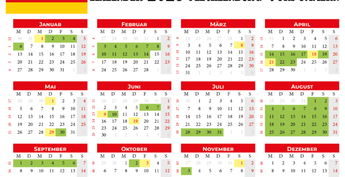 Kalender 2025 Mecklenburg-Vorpommern