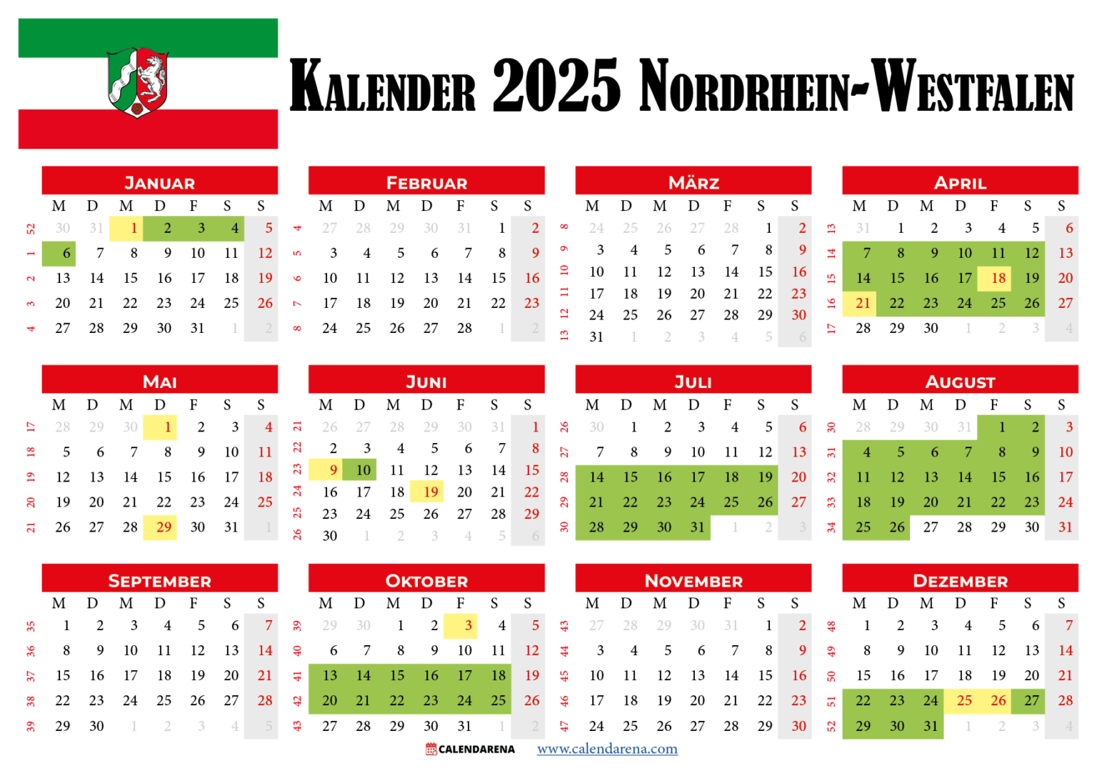  Kalender 2025 Nrw: Planen Sie Ihren Urlaub Im Voraus Motiv 