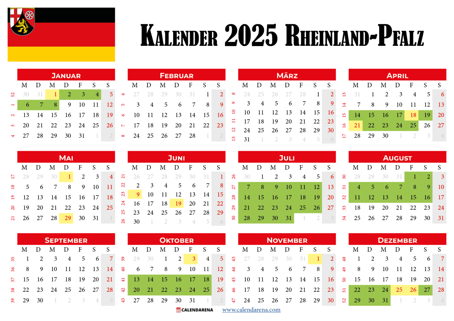 Kalender 2025 Rheinland-Pfalz: Planen Sie Ihren Urlaub Im Voraus