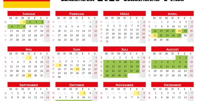 Kalender 2025 Rheinland-Pfalz
