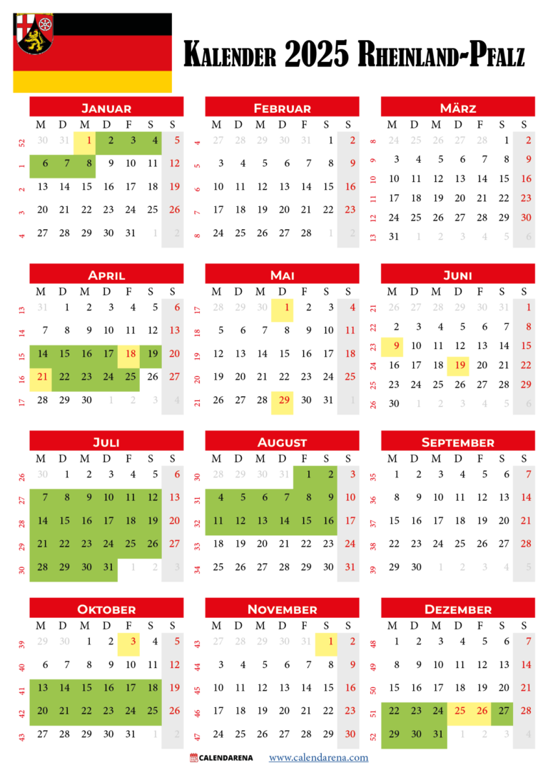 Kalender 2025 RheinlandPfalz Planen Sie Ihren Urlaub Im Voraus