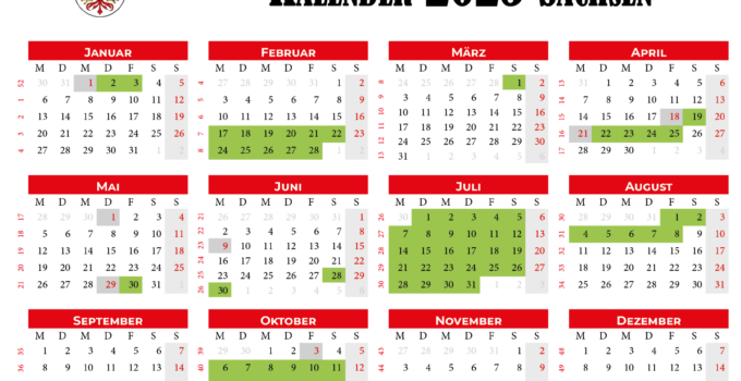 Kalender 2025 Sachsen