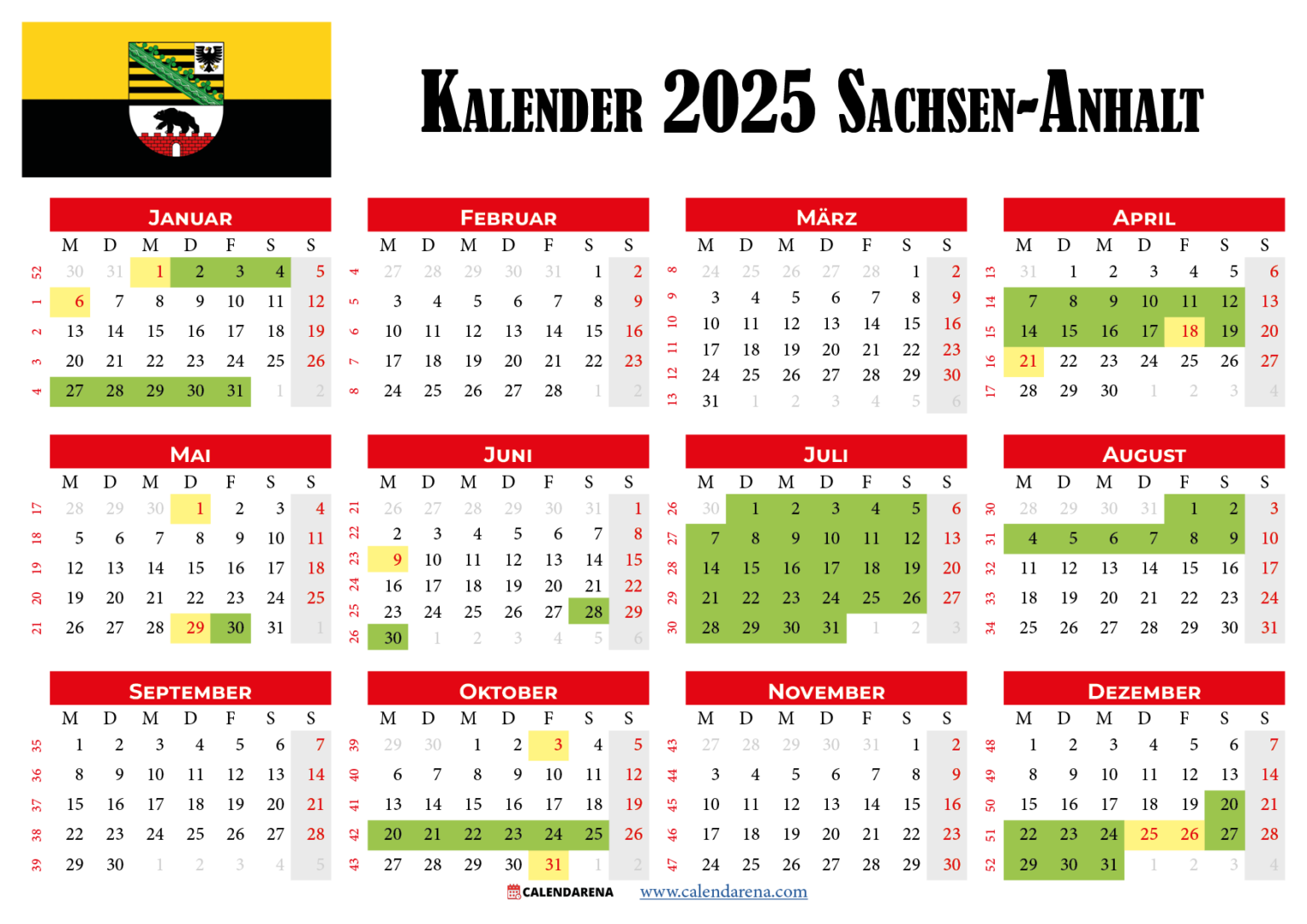 Brückentage 2025 Kalender Sachsen Anhalt 