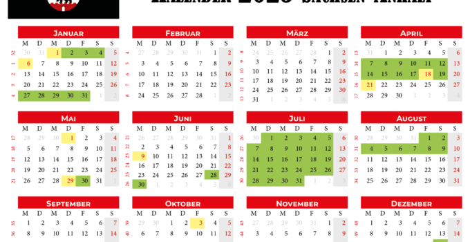 Kalender 2025 Sachsen Anhalt