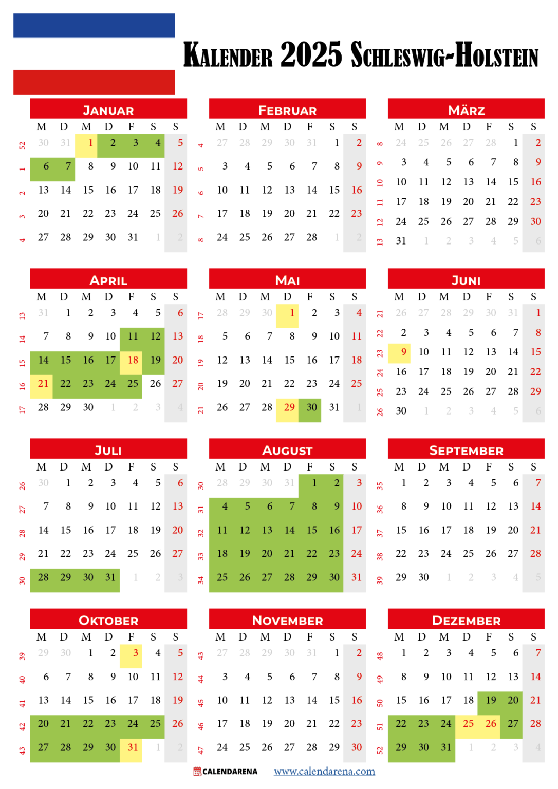 Kalender 2025 Schleswig-Holstein: Planen Sie Ihren Urlaub Im Voraus