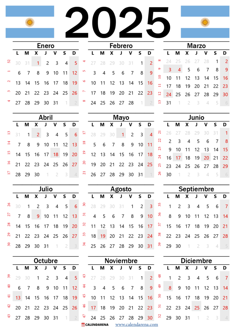 Calendario año 2025 argentina 6