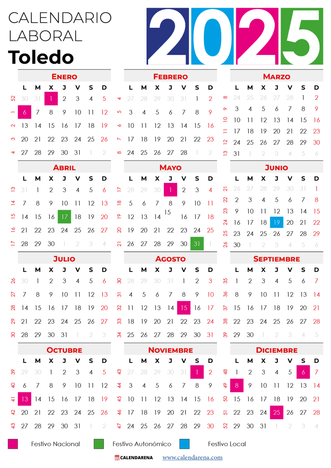 Calendario escolar 2025 toledo 2