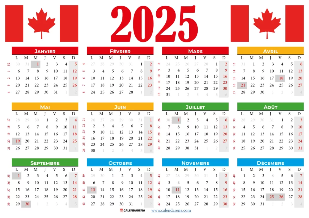 calendrier 2025 québec