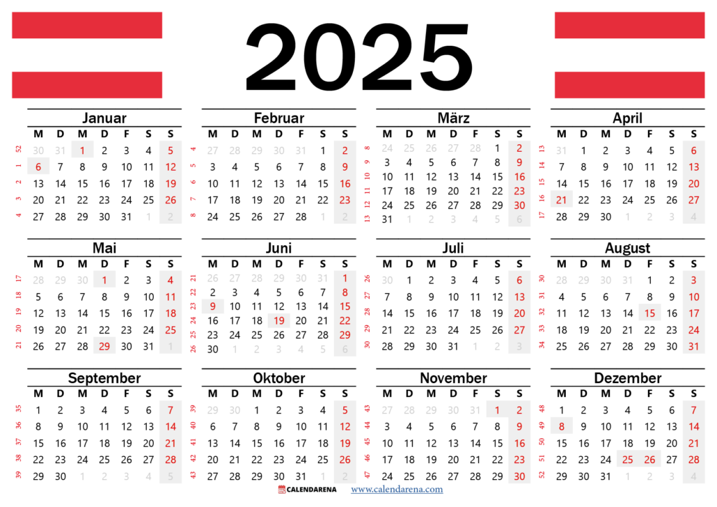 Kalender 2025 österreich Aschermittwoch 