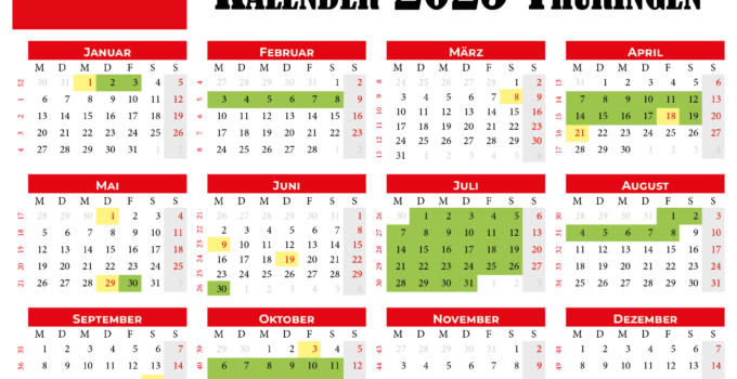 kalender 2025 thüringen