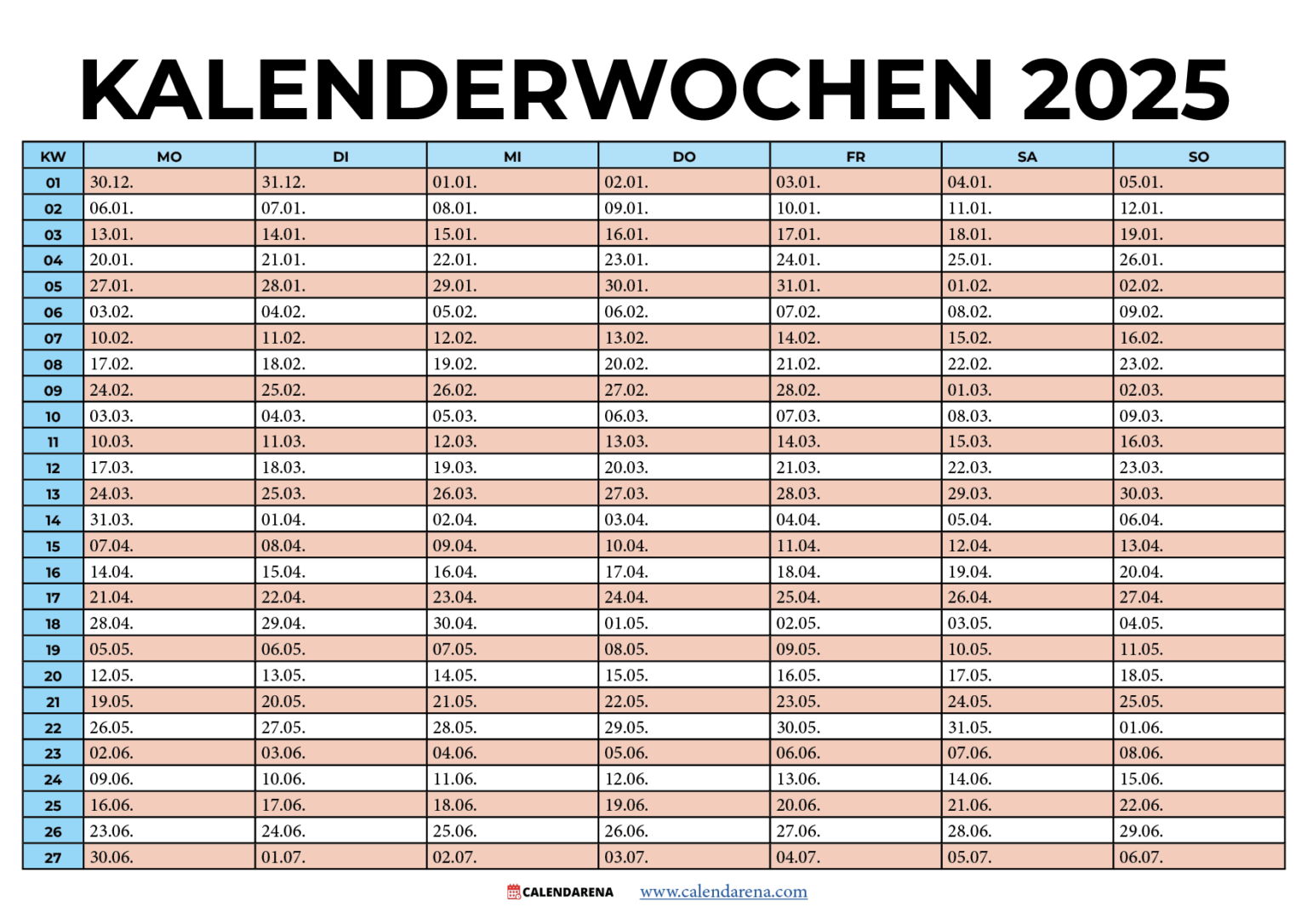 Kalender Deutschland 2025: Feiertage, Schulferien Und Kalenderwochen