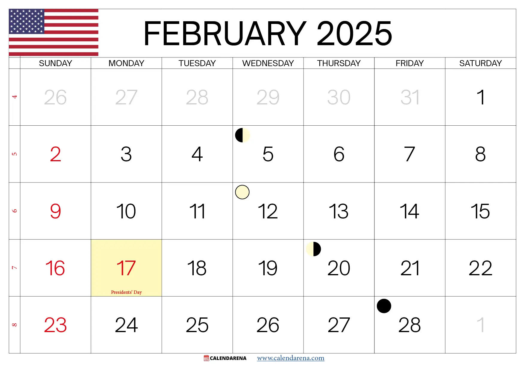 February 2025 Calendar With Holidays