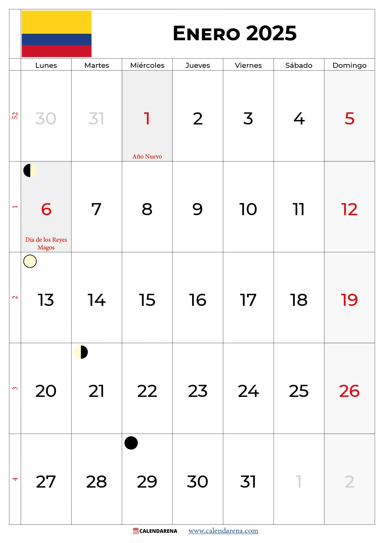 Calendario De Enero 2025 Colombia