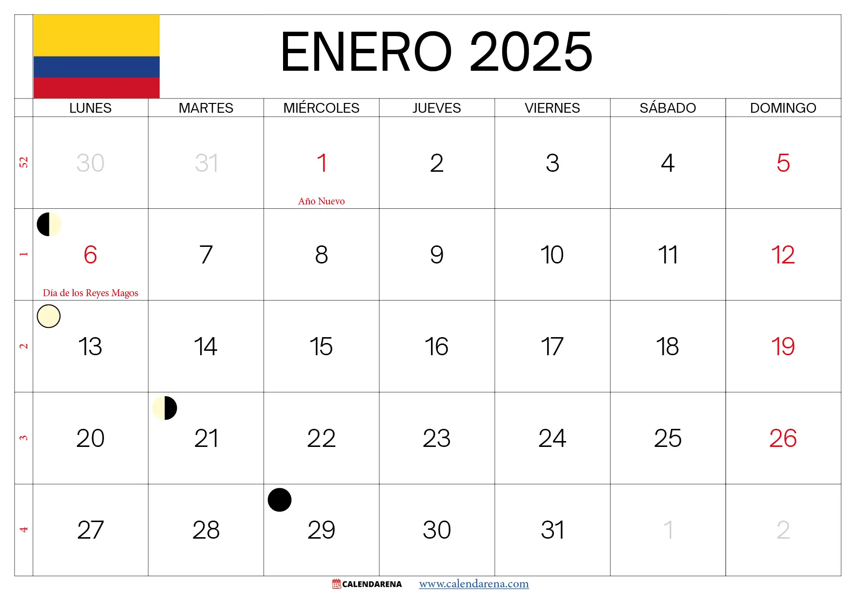 Calendario Enero 2025 Con Festivos