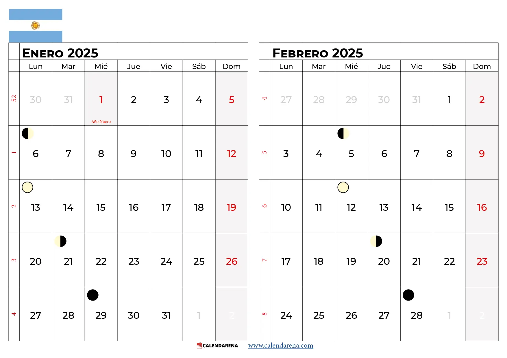 Calendario Enero Y Febrero 2025 Argentina