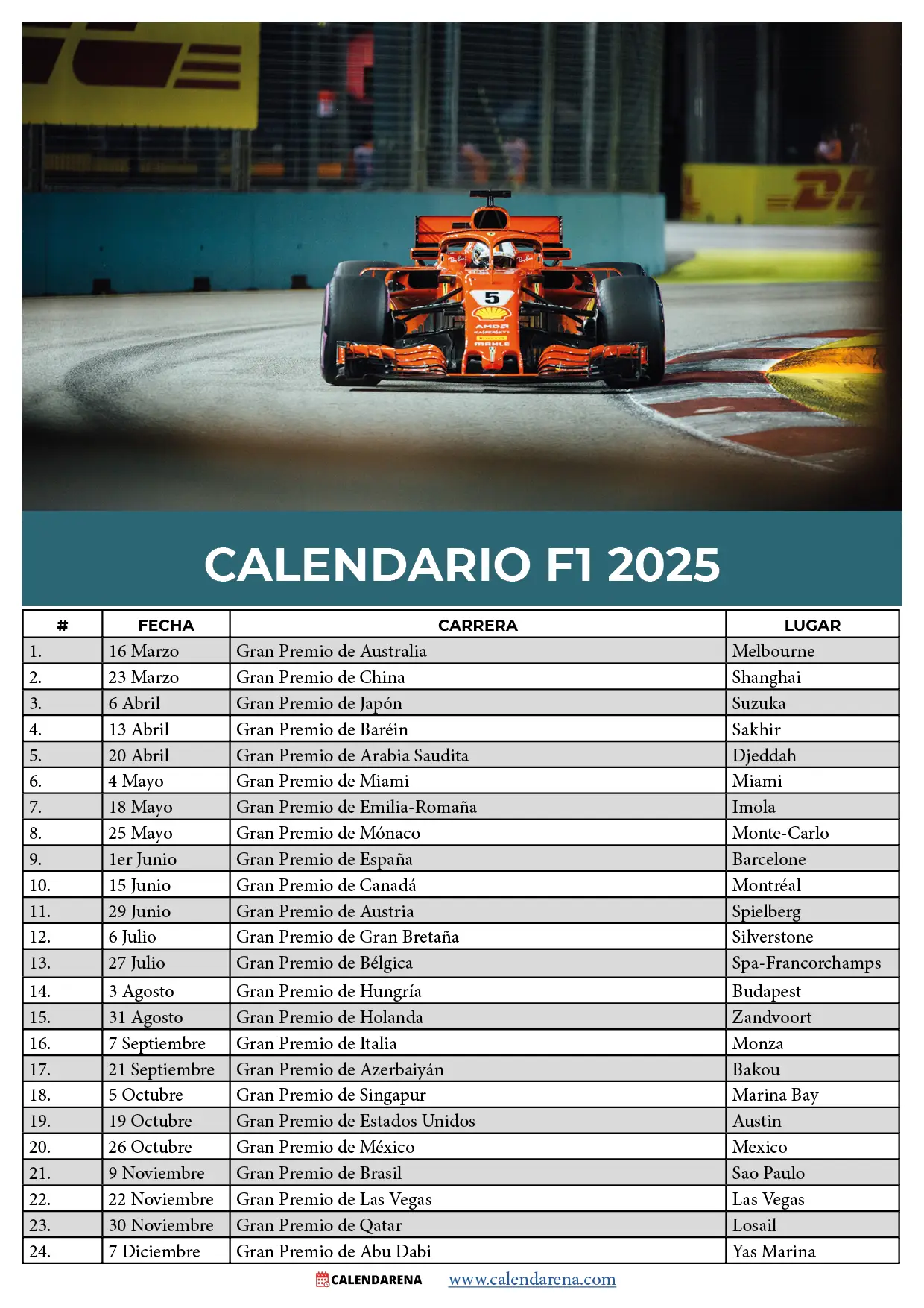 F1 2025 Calendario Tv8 Adan Lissie