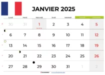 Calendrier Janvier 2025 À Imprimer
