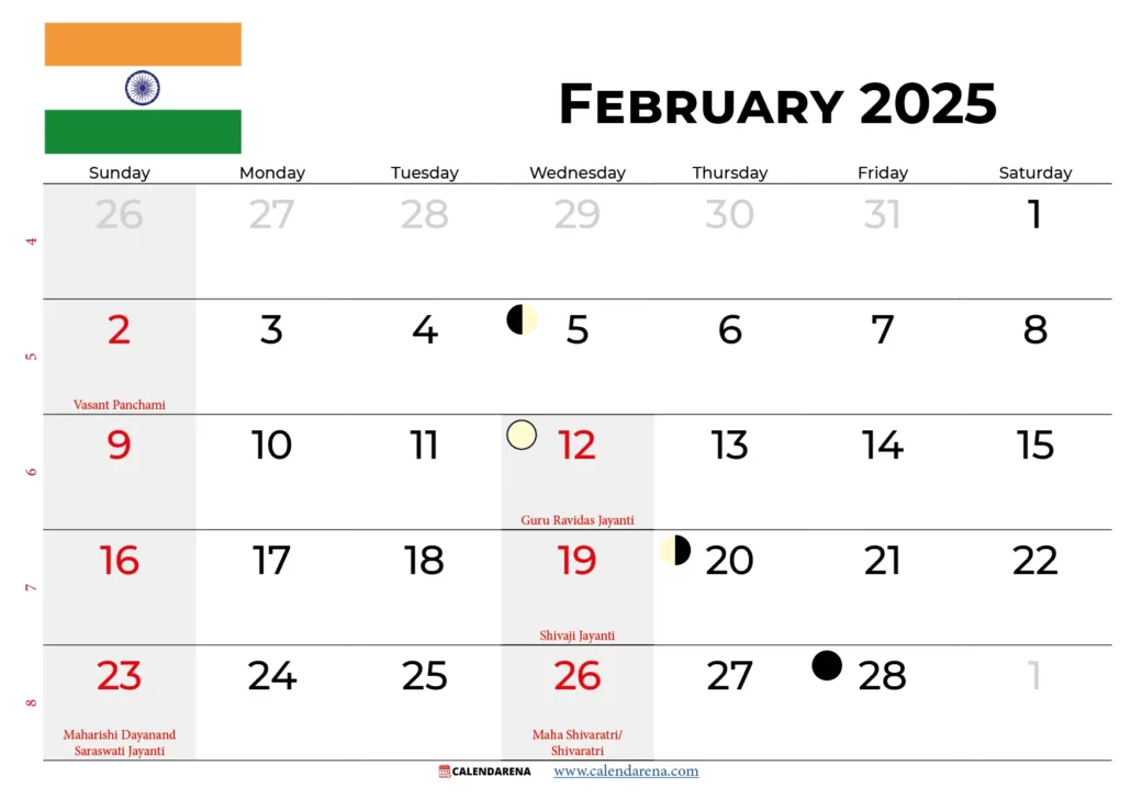 February 2025 Calendar India