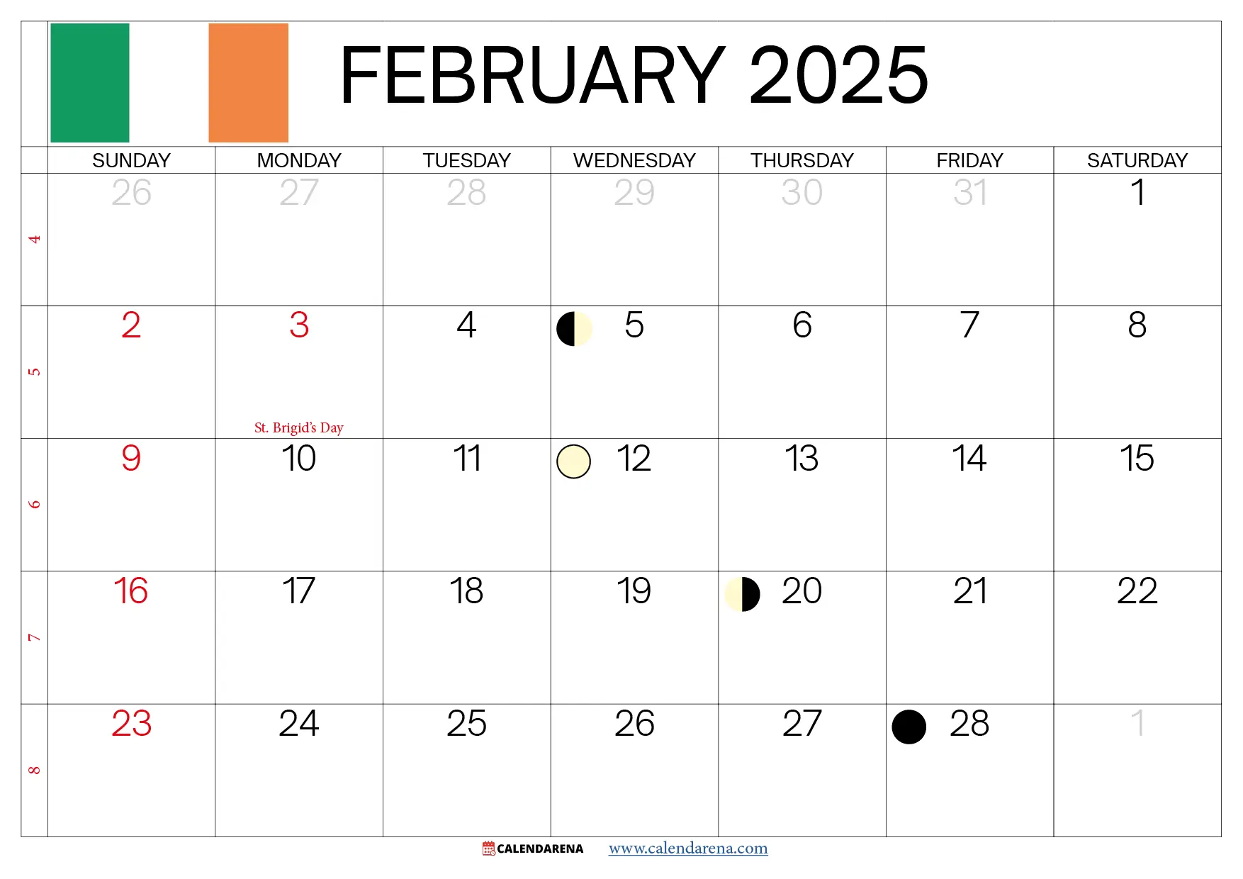 February 2025 Calendar With Holidays Ireland