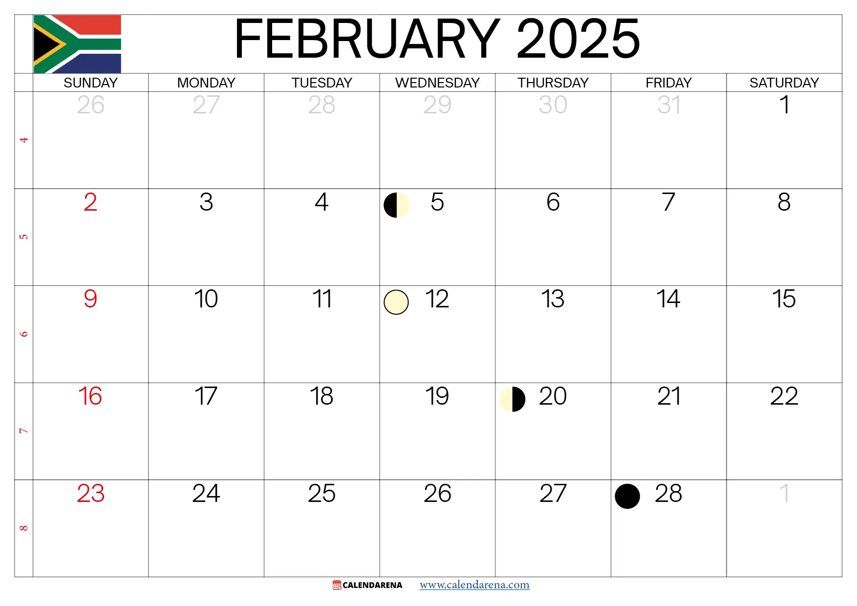 February 2025 Calendar With Holidays South Africa