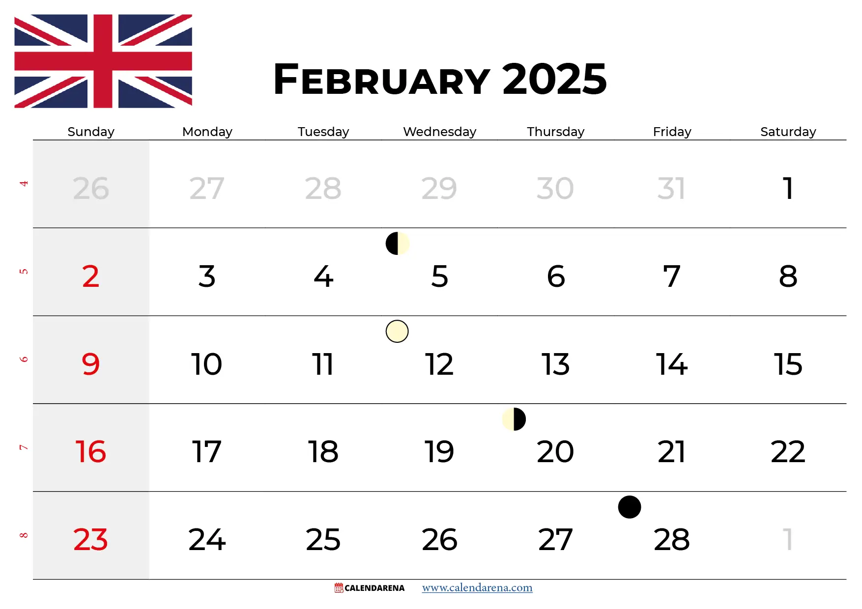 February 2025 Calendar With Holidays uk