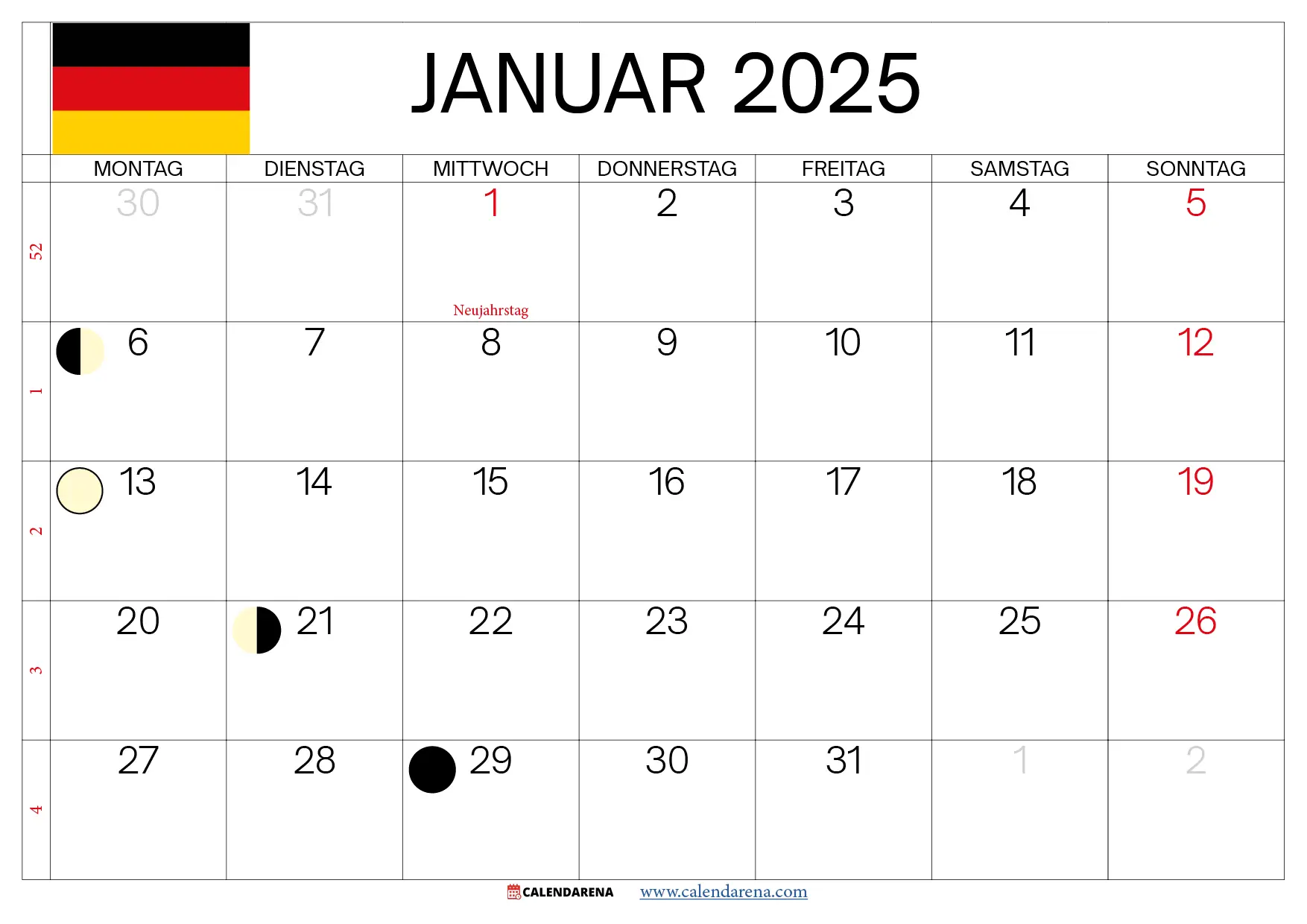 Januar 2025 Kalender