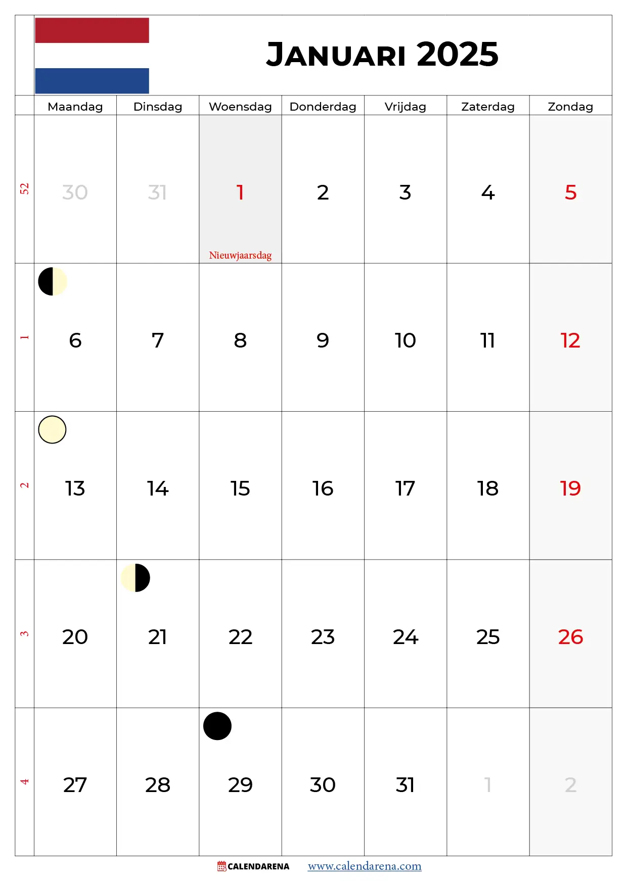 Januari 2025 Kalender