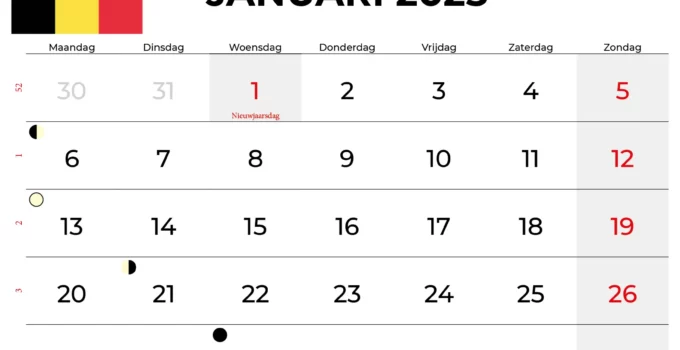 Kalender Januari 2025 België