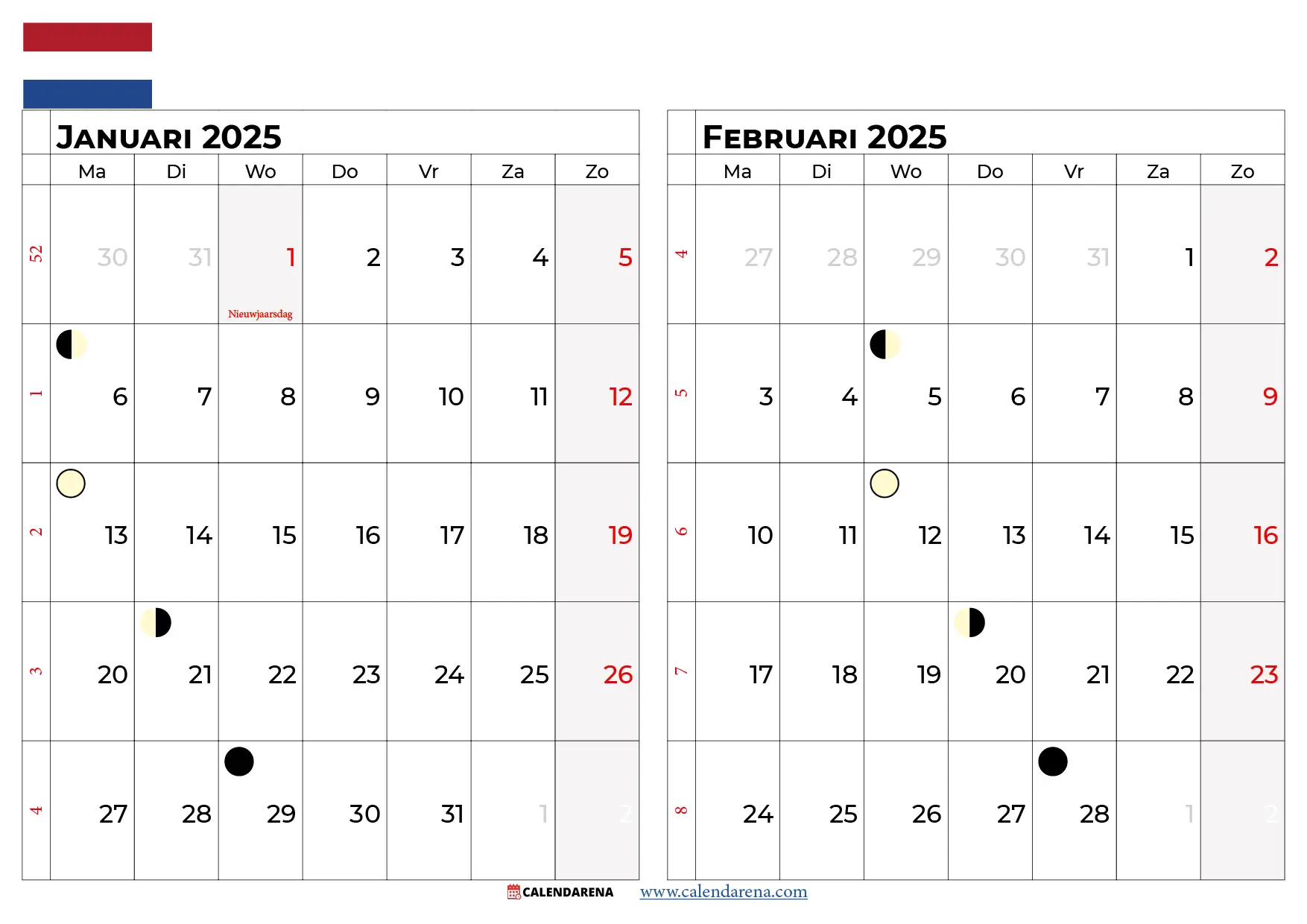 Kalender Januari Februari 2025