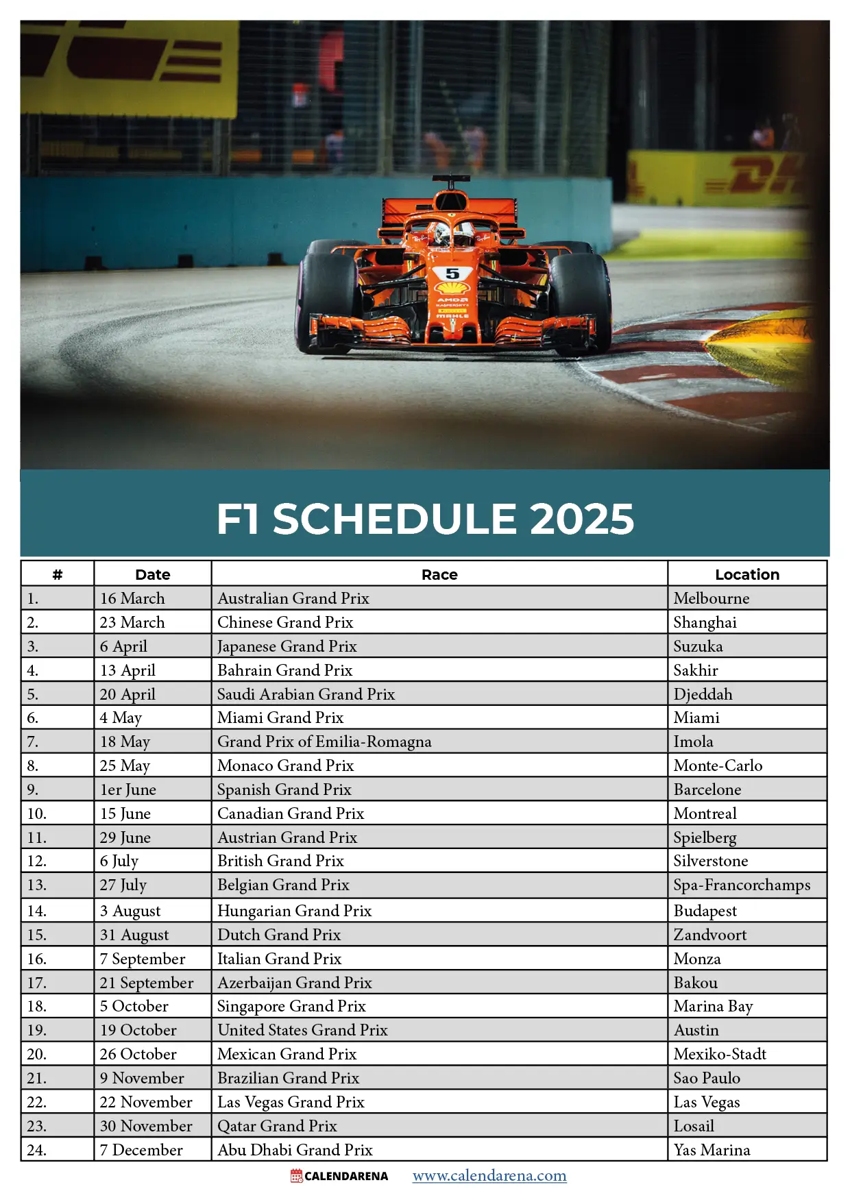 f1 schedule 2025
