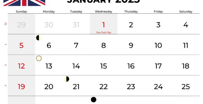 january 2025 calendar uk