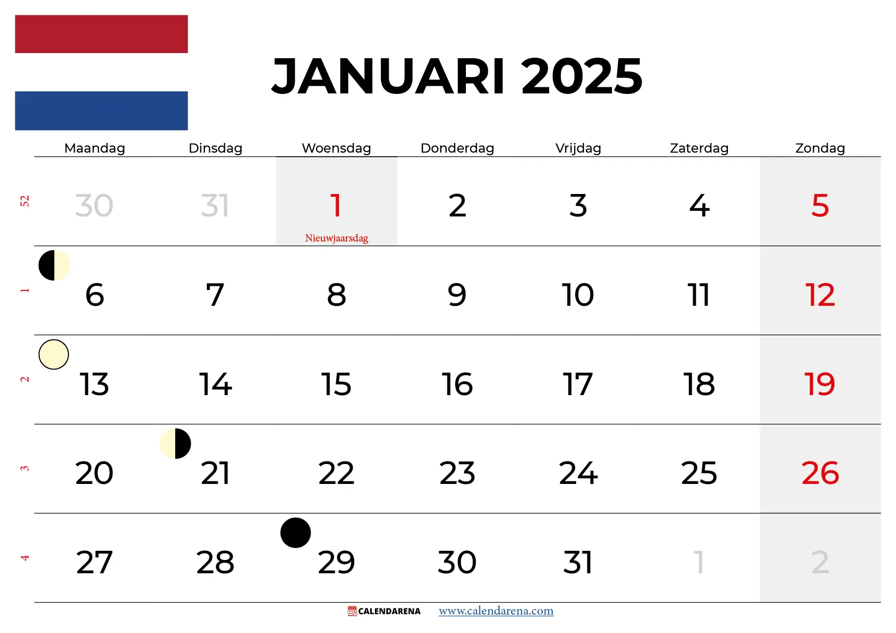 kalender januari 2025