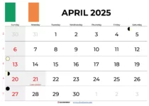 April Calendar 2025 Ireland