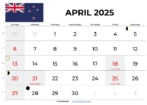 April Calendar 2025 Nz