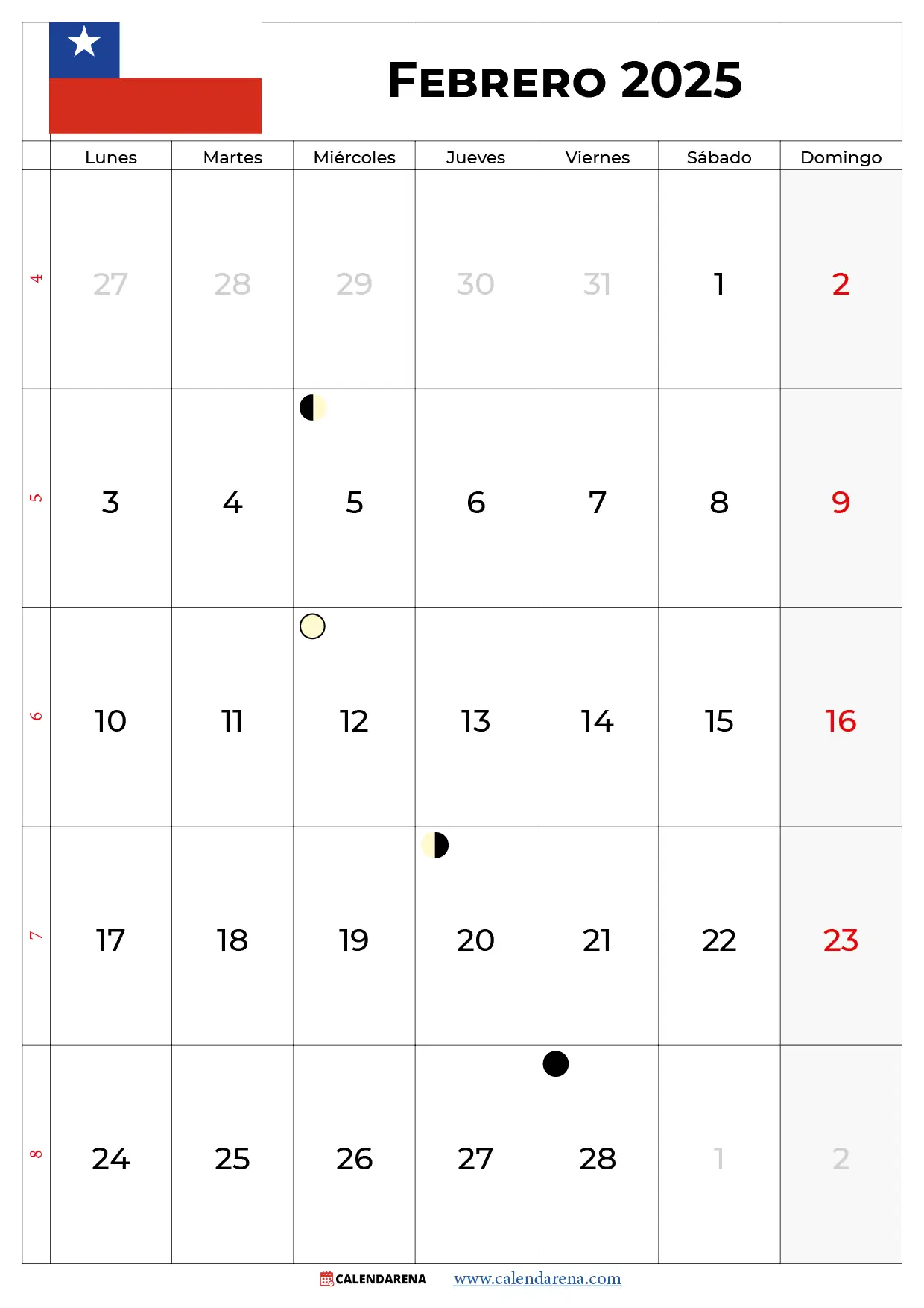 Calendario De Febrero 2025 Chile