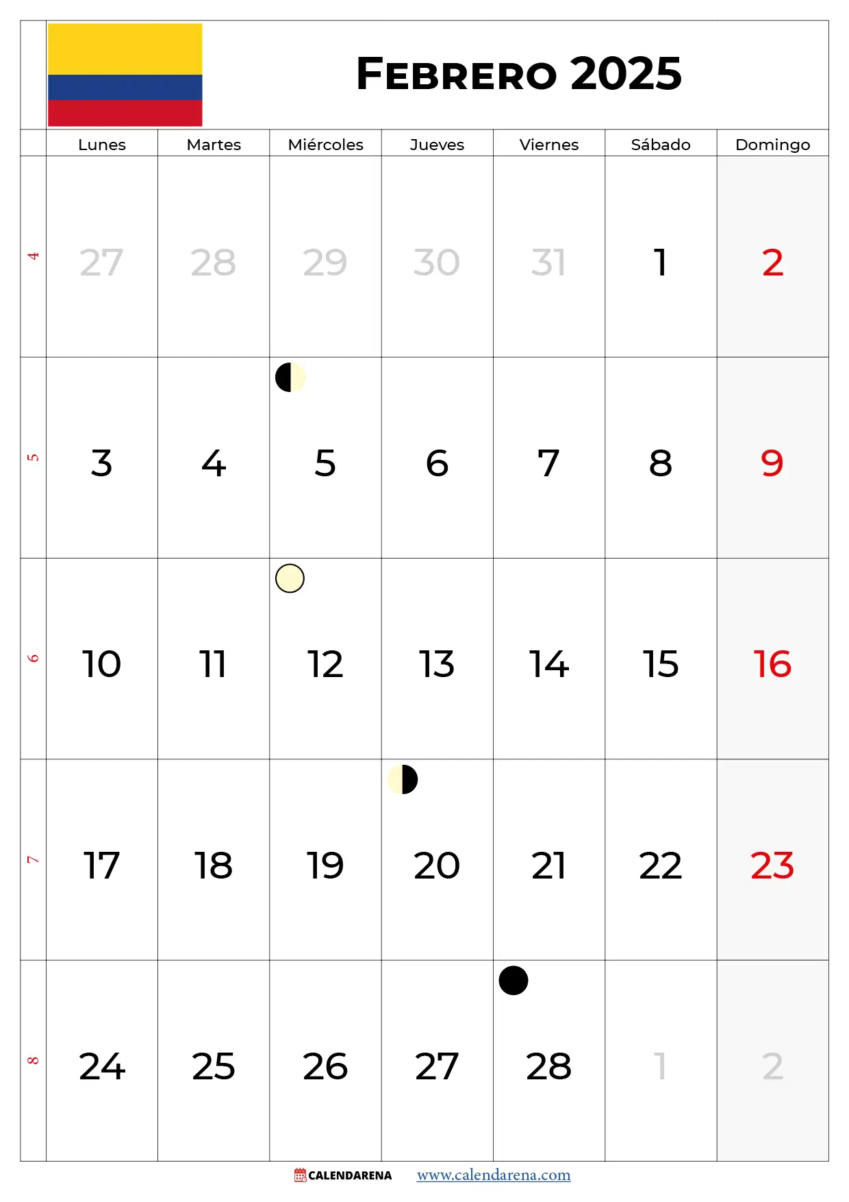 Calendario De Febrero 2025 Colombia