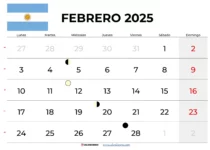 Calendario Febrero 2025 Argentina