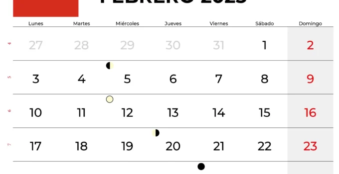 Calendario Febrero 2025 Chile