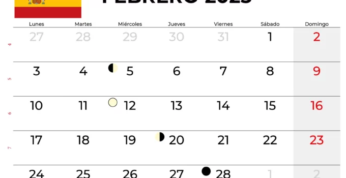 Calendario Febrero 2025 España