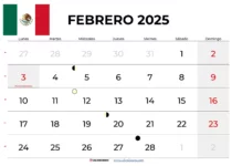 Calendario Febrero 2025 Mexico