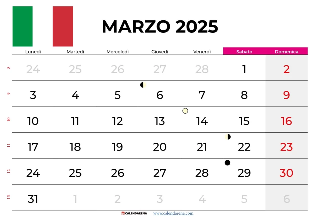 Calendario Marzo 2025