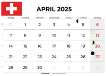 Kalender April 2025 Schweiz