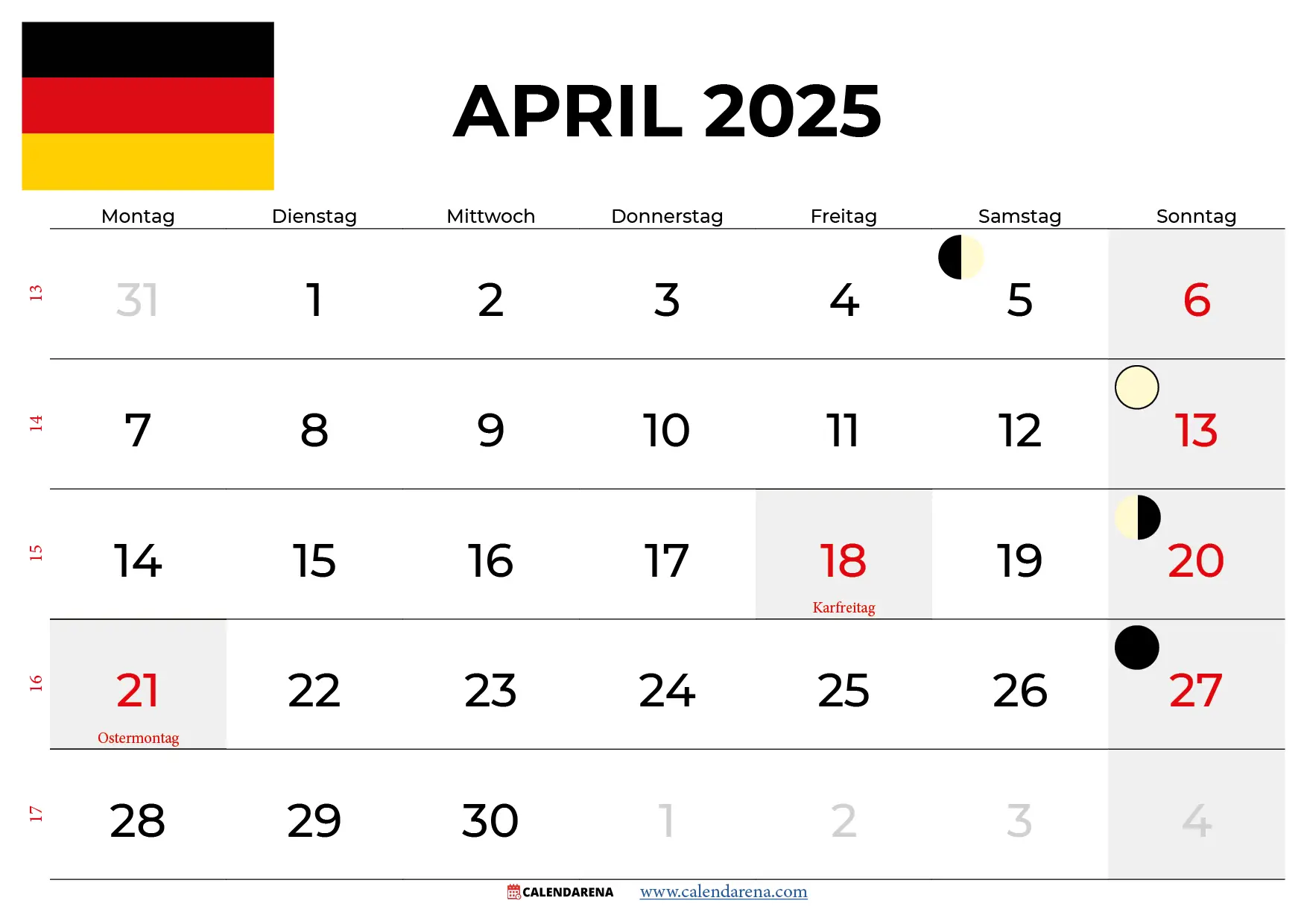 Kalender April 2025