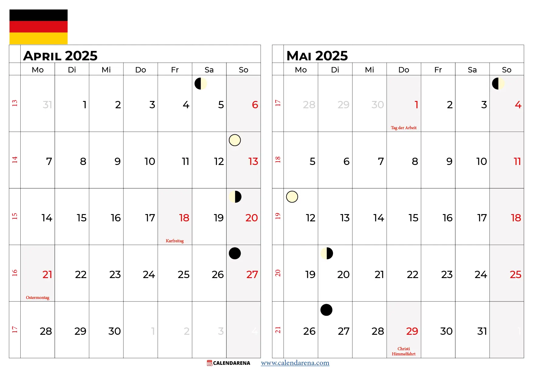 Kalender April Mai 2025