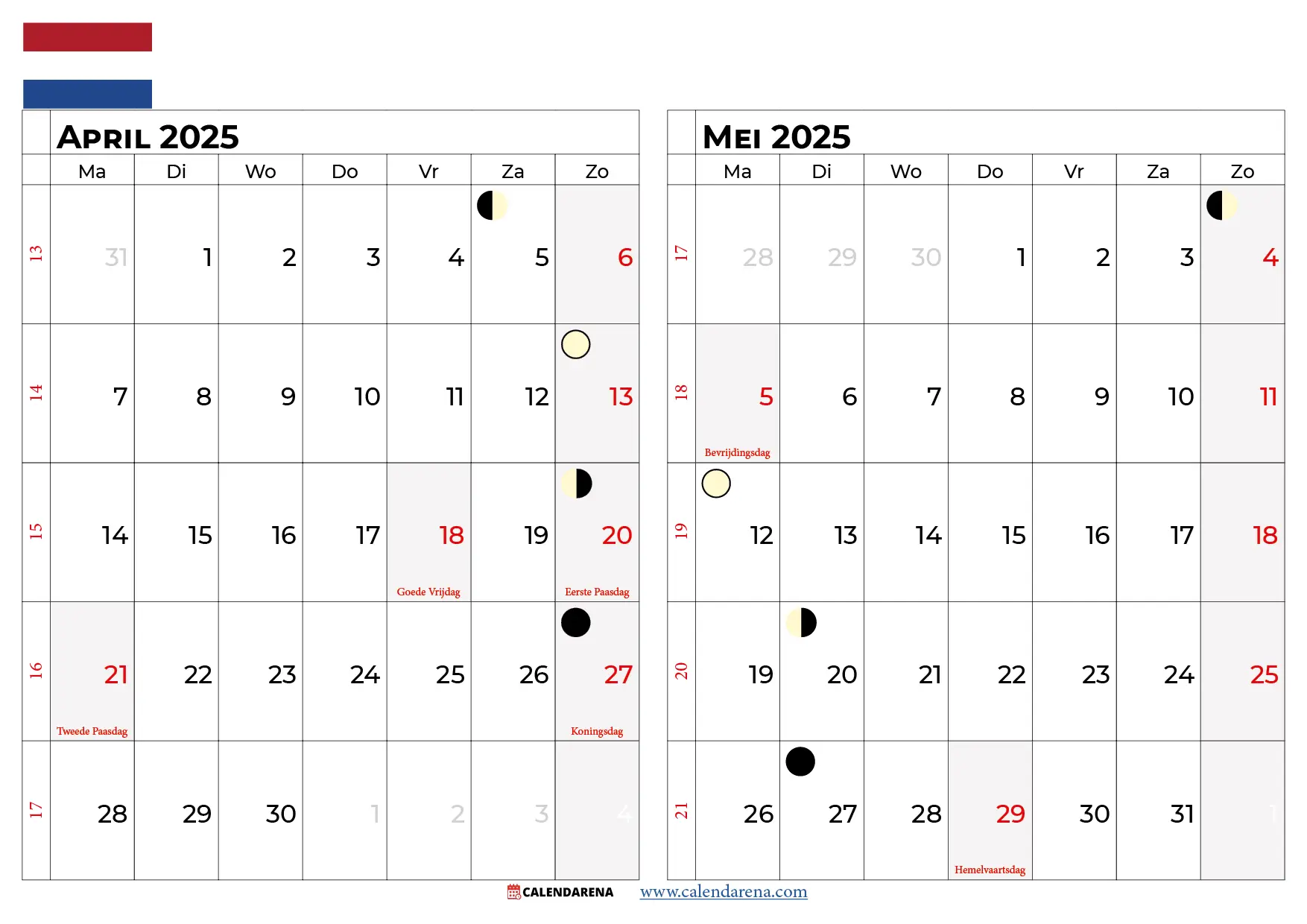 Kalender April Mei 2025